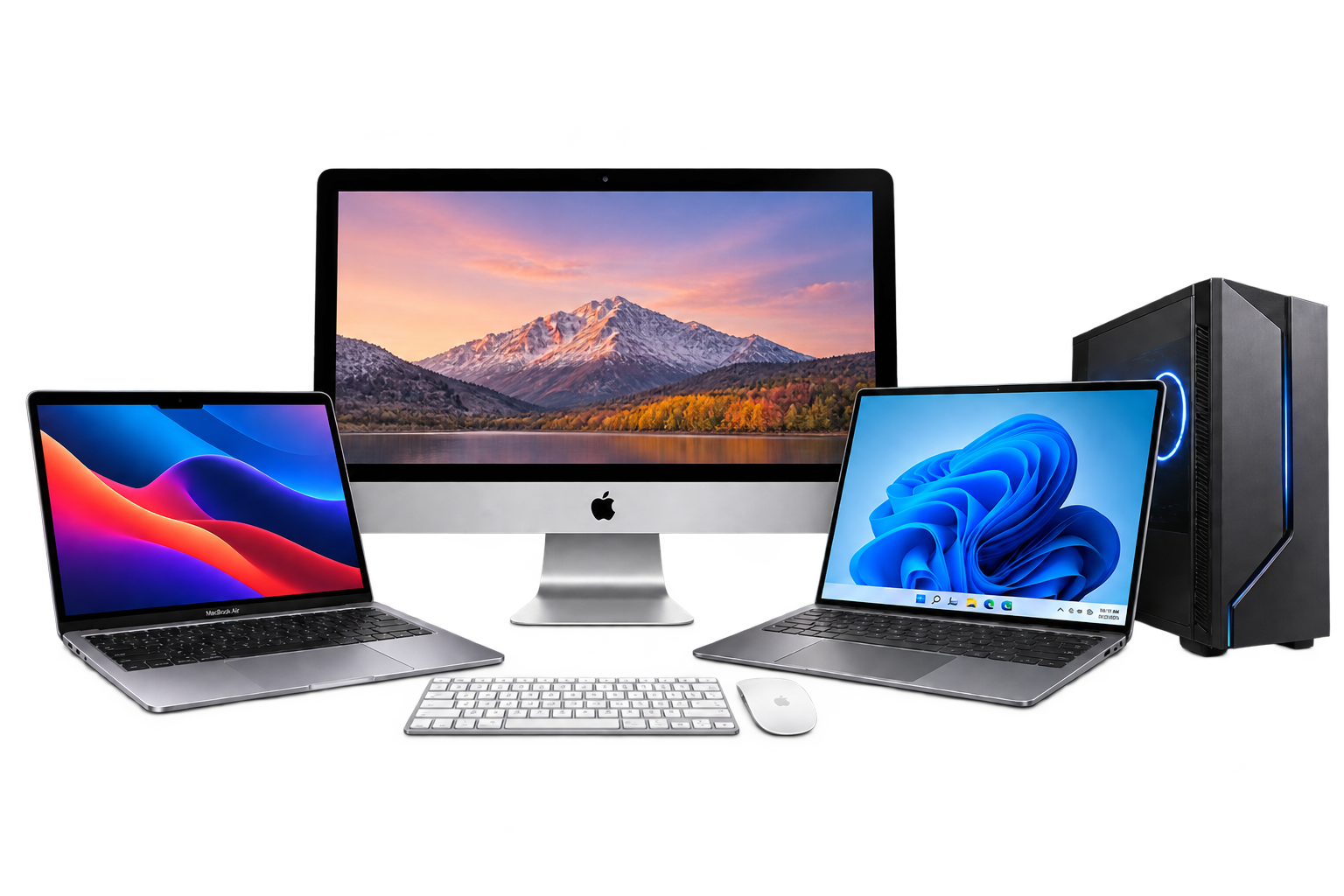 MacBook, iMac and Windows laptop